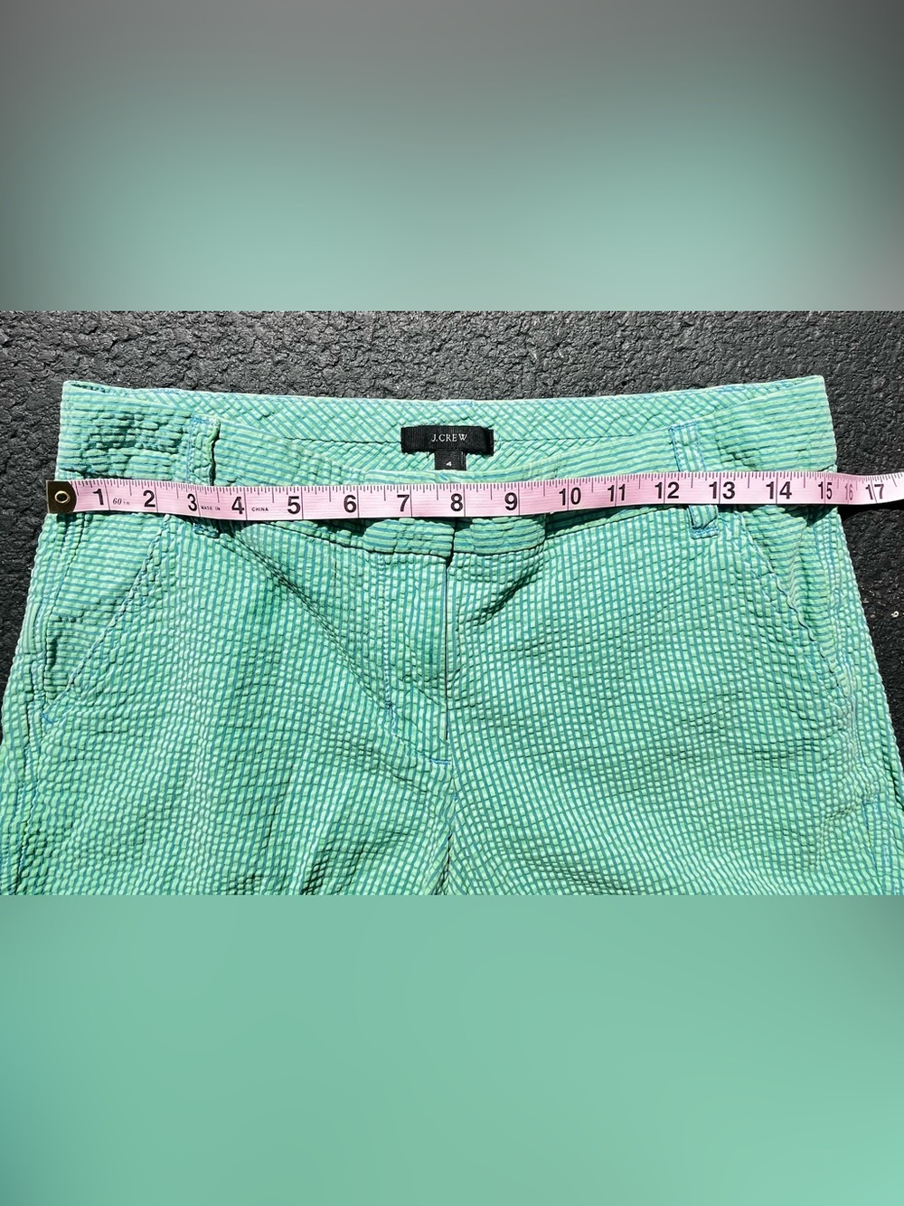 J.Crew Women’s Mint Seersucker Bermuda Textured Chino Shorts Size 4 - Picture 5 of 8